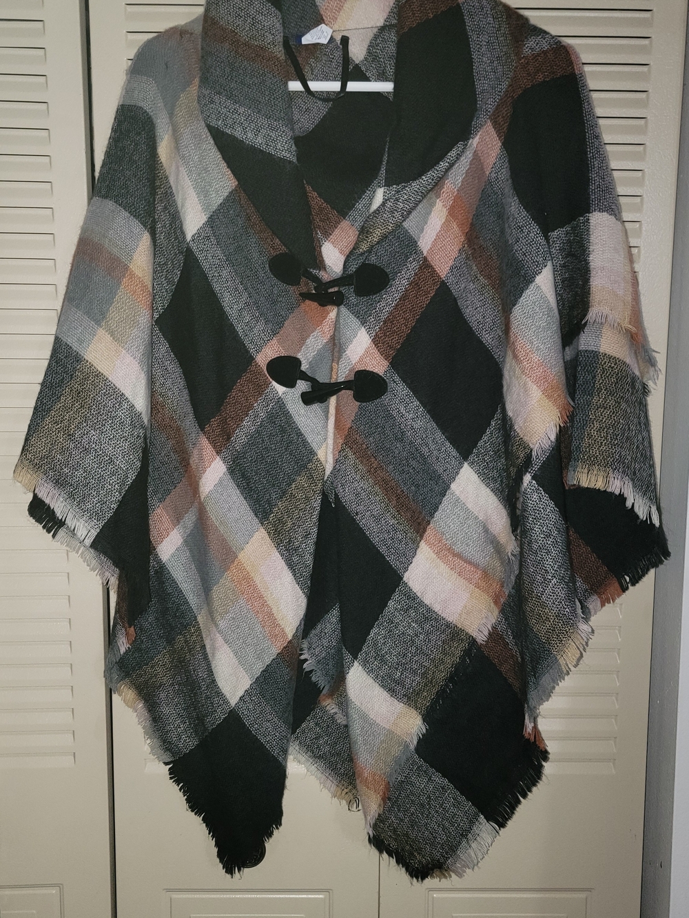 Apt. 9 Plaid Toggle Poncho - Black, Brown, Cream, Pink